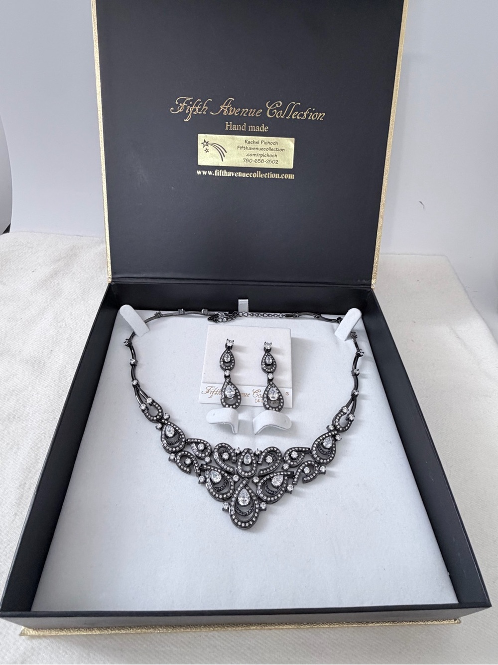 EATON / Fifth Avenue Collection Gunmetal Statement Set -18" necklace -